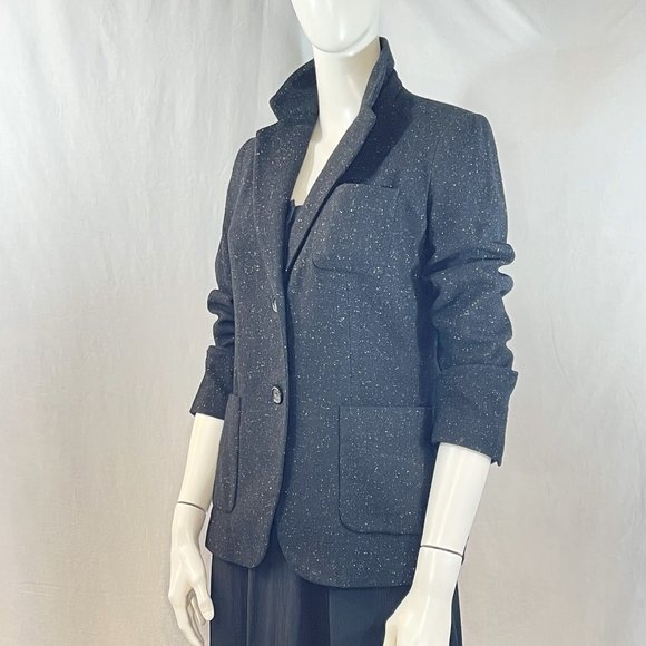 Black Wool Blend Blazer With Speckles | Talbots - Picture 1 of 9